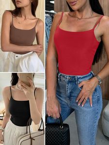 เสื้อสายเดี่ยวผู้หญิงทรงเข้ารูป ผ้าริบเนื้อนุ่ม ยืดหยุ่นได้ สายสปาเก็ตตี้ ใส่สบายในฤดูร้อน น้ำหนักเบา แฟชั่นที่ต้องมี เหมาะสำหรับใส่เป็นเสื้อตัวใน - Product Image 4