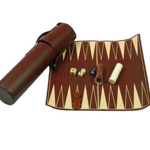 Luxury PU Faux Leather Roll Up Custom <b>Backgammon</b> Portable Foldable Travel Strategy Entertainment Board Game <b>Set</b> with Storage - Product Image 5