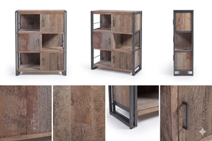 Aterna Rack Eco-Friendly Durable <b>Rustic</b> Reclaimed Wood Iron Frame Industrial Storage Bookcase <b>Cabinet</b> Living Room - Product Image 6