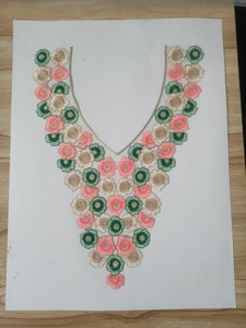 "Luxury Custom Embroidered Neck Lace, High-Quality Handcrafted & Machine-Embroidered Designs for Dresses, <b>Tops</b>, Blouses, Bridal - Product Image 5