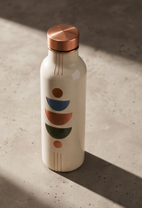 Bouteille d'eau en cuivre émaillé artisanale en gros, motif géométrique, ayurvédique, étanche, écologique, gourde métallique pour la gym et le bureau, OEM - Product Image 4