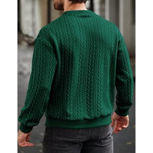 Custom Men's Oversized Crewneck <b>Sweatshirt</b> Casual Lightweight Pullover with 3D <b>Embroidery</b> Solid Pattern and Long Sleeves - Product Image 3