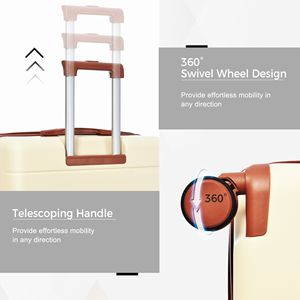 3 pezzi Beige marrone Set portabagagli 20/24/28 custodia rigida bagaglio a mano con ruote Spinner omologate dalla compagnia aerea - Product Image 3