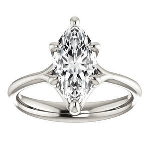 Anillo de Compromiso y Boda con Diamante Cultivado en Laboratorio, Corte Marquesa, 6 Puntas, Oro 9k/10k/18k, Certificado IGI, Diseño Moderno - Product Image 1