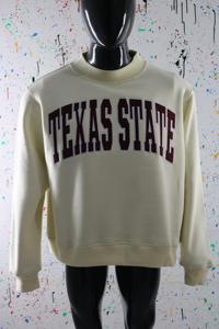 Sudadera TEXAS STATE CREAM con cuello alto, 100% marrón, con apliques bordados, cuello ancho, hilos finos - Product Image 4