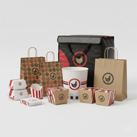 Boîte en carton pour frites, emballage pour ailes de poulet, boîtes à burger, boîte à emporter pour restauration rapide, sac isotherme pour livraison à domicile