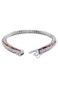 Bracelet en diamant et saphirs multicolores en argent sterling 92,5 KLSB-20219 - Product Image 2