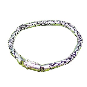 Pulsera de cadena fina de plata de ley de uso diario para hombre y mujer, pulsera trenzada de cadena tejida con diseño de eslabones a escala de perlas bonitas, para hombre y mujer - Product Image 1