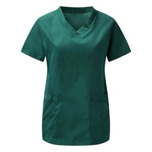 Blouse médicale personnalisée avec logo imprimé, fabriquée en usine, meilleur design, col en V pour femme, uniforme d'infirmière, haut de blouse d'hôpital - Product Image 5