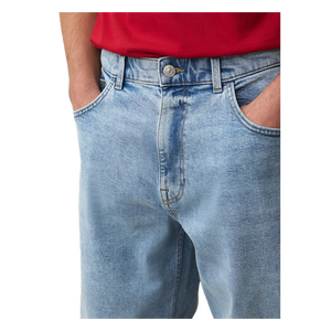 Jeans de Hombre, Corte Recto, Color Azul Claro, Cintura Media, Ajuste Holgado, Casuales, de Mezclilla de Algodón, para Verano - Product Image 6