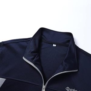 Ensemble de survêtement unisexe Sphore, veste et pantalon sportifs à blocs de couleur vert marine, fermeture éclair intégrale, séchage rapide, pour l'automne - Product Image 3