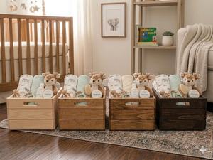 Eco Friendly Modern Solid Wood <b>Storage</b> <b>Basket</b> <b>with</b> Handles Multipurpose Organizer for Home Office Pantry Closet and <b>Shelves</b> - Product Image 2