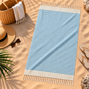 Collection Premium, serviette de plage turque en coton 100% teint en fil, rayée, luxueuse et douce, pour la vente en gros. - Product Image 5
