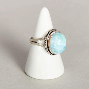 Natural Larimar <b>Ring</b> 925 Sterling <b>Silver</b> Handmade Blue Gemstone <b>Ring</b> Ocean Inspired Jewelry Boho <b>Statement</b> <b>Ring</b> for Her - Product Image 2