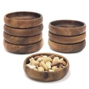 Juego de 8 tazones de madera de acacia de alta calidad para frutos secos, palomitas, verduras o decoración de mesa - Product Image 1