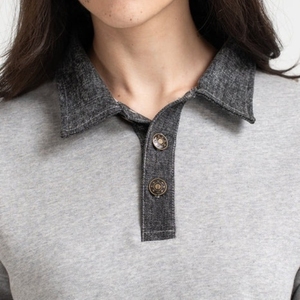 Camisetas de mezclilla para hombre y mujer, OEM, estilo casual, transpirables, 100% algodón, con botones, logotipo personalizado, 360g, para todas las estaciones - Product Image 4