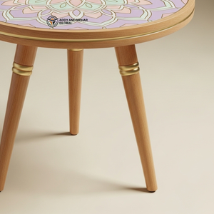 Wholesale Custom Hand-Painted Meena Art <b>Stool</b> Durable Solid Wood Tripod Pedestal Multi-functional Ethnic Side <b>Table</b> - Product Image 6