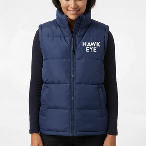 Veste matelassée sans manches pour femme, col montant, fermeture éclair intégrale, couleur bleu marine unie, qualité supérieure, vente en gros personnalisée, style décontracté - Product Image 4