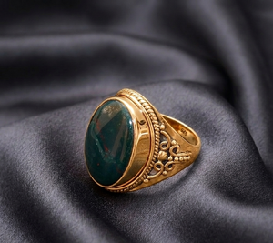 Natural Bloodstone Oval <b>Ring</b> 925 Sterling Silver Rose Gold Yellow Gold Plated Vintage Handmade Statement Jewelry <b>for</b> Unisex <b>Men</b> - Product Image 5