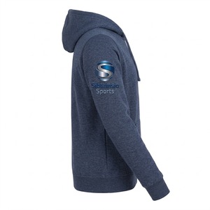 Sweat-shirt à capuche zippé en molleton français pour femme, bleu marine, avec cordon de serrage à la capuche et poches avant - Product Image 3