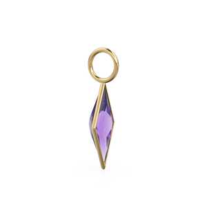 Pendentif en or jaune massif 18 carats avec améthyste africaine en forme de cerf-volant / Pierre de naissance de février / Pierre précieuse naturelle violette - Product Image 4