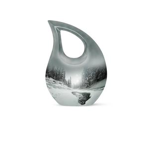 Belle urne commémorative en métal noir en forme de goutte d'eau pour cendres humaines, petite urne décorative pour cendres d'enfant. - Product Image 5