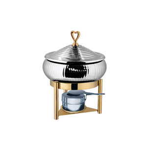 Ensemble de réchauds de luxe en acier inoxydable doré avec couvercle dôme, chauffe-plats pour buffet, compatible lave-vaisselle, non toxique, pour traiteur de mariage - Product Image 3