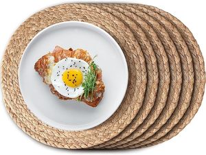 ชุดแผ่นรองจานทำจากผักตบชวาแบบรักษ์โลก 10 ชิ้น ทนทาน ทอมือ เหมาะสำหรับโต๊ะอาหาร ห้องครัว ร้านอาหาร ตกแต่งบ้าน - Product Image 6