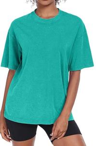 T-shirts pour femmes à manches courtes surdimensionnés entièrement personnalisés, effet délavé, style streetwear, collection été, épaules tombantes, personnalisables - Product Image 2