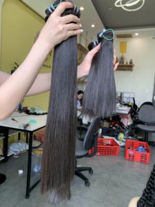 Extensions de cheveux humains vierges Remy vietnamiens Super Double Drawn, lisses et soyeux, à trame unique, lot de 100g, cheveux vietnamiens bruts, toutes couleurs - Product Image 5