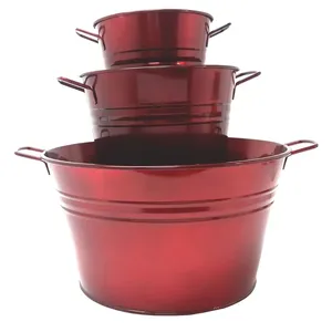 <b>Red</b> Iron Planters with Handles Coastal Design High Quality Eco-Friendly Handmade Tabletop <b>Vase</b> Set - Product Image 1