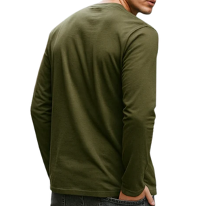 เสื้อยืดแขนยาวผู้ชายลำลองใส่สบายๆ แฟชั่นฤดูร้อน สไตล์เรียบง่าย ผ้าฝ้าย 100% สำหรับผู้ชาย - Product Image 2