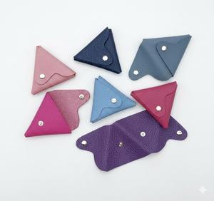 Castello Italian Collection Soft Minimalist Triangular <b>Coin</b> <b>Case</b> New Collection Leather Polyester Wallet 9x9cm Hasps Closure - Product Image 5