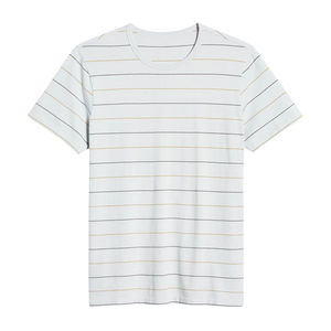 T-shirt pour homme en tissu tricoté polyester/coton imprimé par transfert thermique avec logo de marque personnalisé, coupe classique vintage, col en V ou col rond - Product Image 1