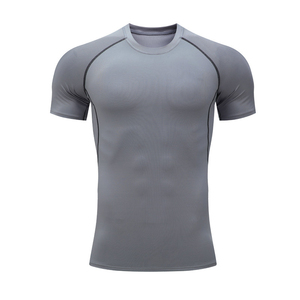 T-shirt de compression pour homme à faible MOQ, logo personnalisé, haute qualité, meilleur prix, entraînement sportif, fitness, séchage rapide, vêtements athlétiques extensibles - Product Image 4