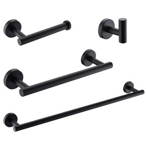 Set di 4 Accessori per Bagno in Acciaio Inox Nero Opaco, Include Portasciugamani e Portaoggetti - Product Image 4