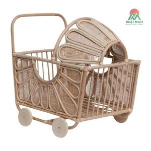 Directement de l'usine : Chariot à thé en rotin naturel et sûr, jouet à pousser, décoration de chambre d'enfant et cadeau pour enfants. - Product Image 1
