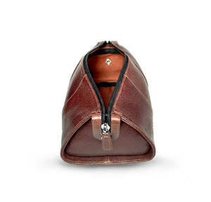 [Article Nouveau] Pochette zippée multifonctionnelle en cuir véritable Castello Classic de haute qualité, noire, marron, pour cosmétiques et articles de toilette - Product Image 3