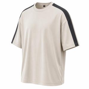 T-shirt décontracté pour homme, col rond, manches courtes, avec logo personnalisé, imprimé blanc, en jersey de coton épais et élasthanne 220g, coupe oversize, HMA - Product Image 3