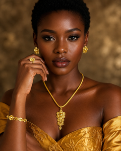 Elegant Classic 22k Gold Plated Flower Jewelry Set for Women-<b>Necklace</b> Earrings Bracelet Ring (Wedding/Engagement/Anniversary) - Product Image 3