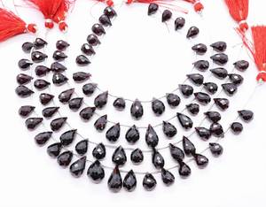 AAA Natural Mozambique Garnet Faceted Tear Drop Beads 7x11 to 9x15 MM Size Elegant <b>Red</b> Gemstone Side Drilled Drop Beads 8 Inch - Product Image 1