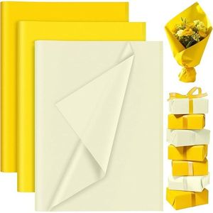 60 Fogli di Carta Velina Gialla per Confezioni Regalo, Ideale per Compleanni, Matrimoni, Pasqua, Festività, Confezioni con Motivi di Girasoli e Fiori - Product Image 1