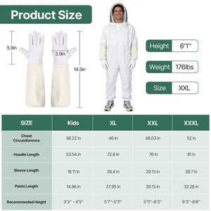 Traje de Apicultura con Velo Protector y Mangas Largas, Anti-Picaduras, Ventilado, para Manipulación de Abejas, Cosecha de Miel y Uso en Apicultura - Product Image 3