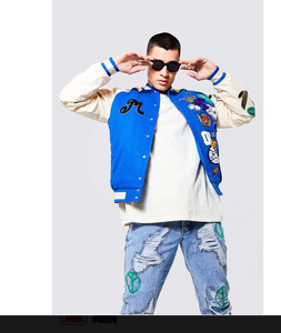 DCY Custom Breathable PU Leather Puffer <b>Jacket</b> Blanks with Custom <b>Rhinestone</b> Embroidery Unisex Sports <b>Jacket</b> - Product Image 2