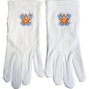 Guantes Masónicos de Algodón Suave Blancos con Logotipo Personalizado, Guantes Masónicos Bordados con Logotipo - Product Image 4