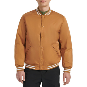 <b>Men's</b> Black Varsity <b>Jacket</b> With <b>White</b> Stripe Collar And Cuffs Regular Fit Casual Style Polyester Material Autumn Wear - Product Image 4
