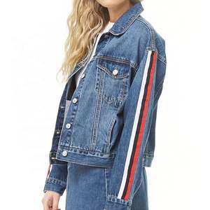 Chaqueta Vaquera a Rayas Personalizada para Mujer, Abrigo de Mezclilla de Alta Calidad, Ropa Exterior Informal y Moderna - Product Image 3