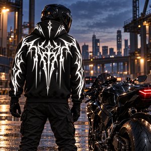 Hoodie de moto renforcé avec impression réfléchissante, doublure en aramide, protection pour moto, fabricant de vêtements de moto - Product Image 6