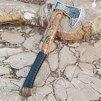 Hacha Vikinga Industrial Hecha a Mano, Inspirada en la Escandinavia, Hoja de Acero al Carbono, Mango de Madera, Alta Calidad, Personalizable, para Supervivencia