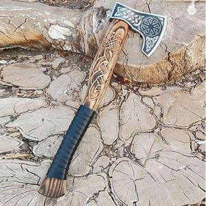 <b>Viking</b> <b>Axe</b> Industrial Handmade Scandinavian Inspired Carbon Steel Blade Wooden Handle Perfect for Outdoor Enthusiasts Collectors - Product Image 2